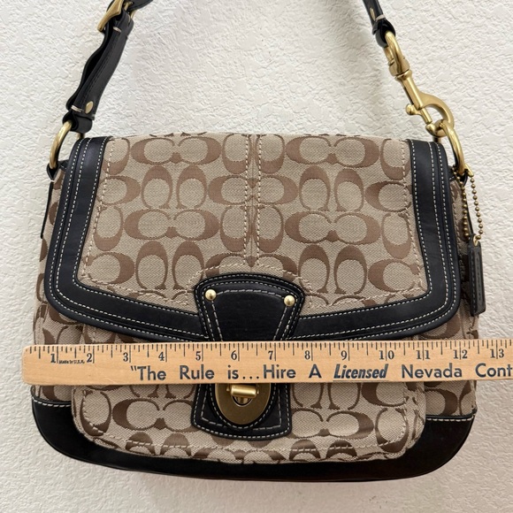 Vintage Y2K COACH F12857 Legacy Brown Signature Turnlock Large Hobo Shoulder Bag - Picture 12 of 16